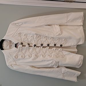 Free People Seamed And Structured Denim Military Jacket, Large